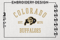 colorado buffaloes est logo embroidery designs, ncaa colorado buffaloes team embroidery, ncaa team logo, 3 sizes, machin