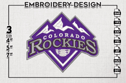 colorado rockies mlb logo embroidery files, mlb colorado rockies team embroidery, mlb teams, 3 sizes, mlb machine embroi