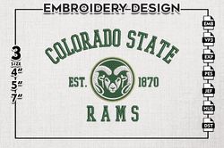 colorado state rams est logo embroidery designs, ncaa colorado state rams team embroidery, ncaa team logo, 3 sizes, mach