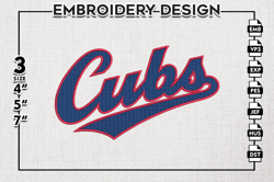 cubs mlb team word logo emb files, mlb chicago cubs team embroidery, ncaa teams, 3 sizes, mlb machine embroidery designs