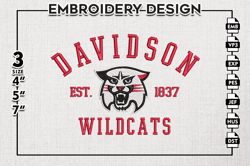 davidson wildcats est logo embroidery designs, ncaa davidson wildcats team embroidery, ncaa team logo, 3 sizes, machine