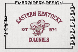 eastern kentucky colonels est logo embroidery designs, ncaa eastern kentucky colonels team embroidery, ncaa team logo