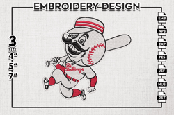 funny cincinnati reds baseball man logo emb files, mlb cincinnati reds team embroidery, ncaa teams, 3 sizes, mlb machine