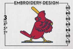 funny mlb st. louis cardinals mascot logo emb files, mlb st. louis cardinals team embroidery, mlb teams, 3 sizes, mlb