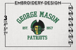 george mason patriots est logo embroidery designs, ncaa george mason patriots team embroidery, ncaa team logo, 3 sizes,