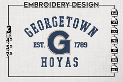 georgetown hoyas est logo embroidery designs, ncaa georgetown hoyas team embroidery, ncaa team logo, 3 sizes, machine