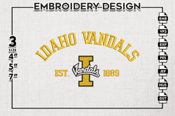 idaho vandals est logo embroidery designs, ncaa idaho vandals team embroidery, ncaa team logo, 3 sizes, machine embroide