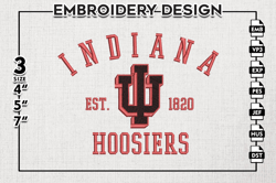 indiana hoosiers est logo embroidery designs, ncaa indiana hoosiers team embroidery, ncaa team logo, 3 sizes, machine