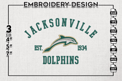 jacksonville dolphins est logo embroidery designs, ncaa jacksonville dolphins team embroidery, ncaa team logo, 3 sizes,