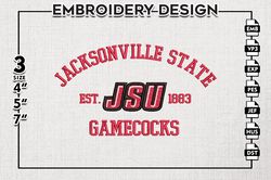 jacksonville state gamecocks est logo embroidery designs, ncaa jacksonville state gamecocks team embroidery, ncaa team