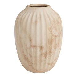 rounded ivory ceramic marbled vase