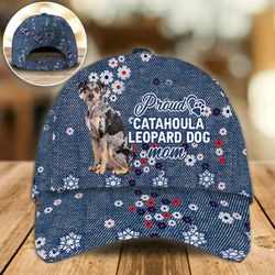 proud catahoula leopard mom caps, hat for going out with pets, classic baseball cap all over print