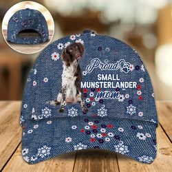 proud small munsterlander mom caps, hats for walking with pets, classic baseball cap all over print