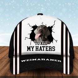 to all my haters weimaraner custom cap, classic baseball cap all over print