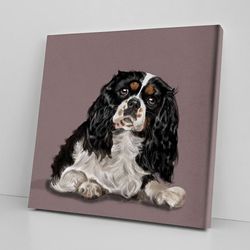 dog square canvas, king charles big eyes, canvas print -dog wall art canvas, dog poster printing