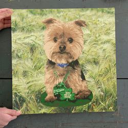 dog square canvas, kiss me i'm irish, yorkshire terrier, dogs canvas print, dog wall art canvas