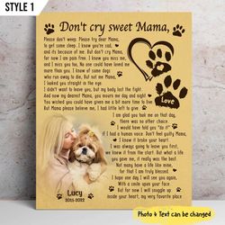 personalized poster & canvas don't cry sweet mama dog poem canvas, personalized dog memorial gift for dog mom