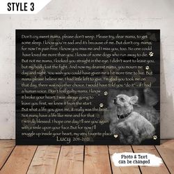 personalized poster & canvas don't cry sweet mama dog poem printable canvas, dog lovers gifts