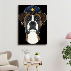 police boxer, dog canvas poster, dog wall art, gifts for dog lovers