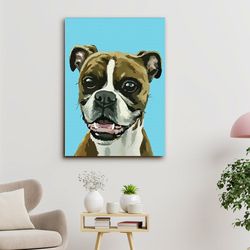 boxer dog, boxer dog canvas poster, dog wall art, gifts for dog lovers