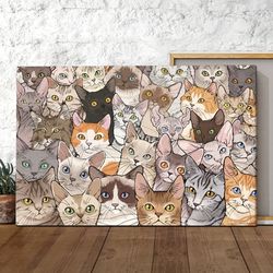 cat landscape canvas, a lot of cats canvas print, cats canvas print, canvas with cats on it