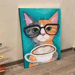 cat portrait canvas, a latte of love, canvas print, cat canvas, cats canvas print