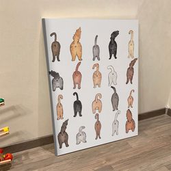 cat portrait canvas, cat butts, canvas print, cat wall art canvas, cats canvas print