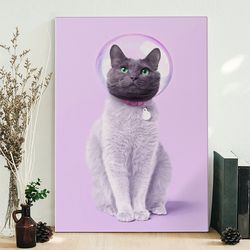 cat portrait canvas, cat wall art canvas, space cat, canvas print, cat canvas