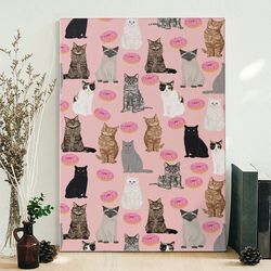 cat portrait canvas, cats with donuts cute cat, cat portraits, canvas print, cat poster printing