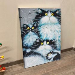 cat portrait canvas, family of fur, canvas print, cat wall art canvas, cat canvas, canvas with cats on it
