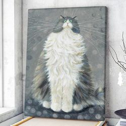cat portrait canvas, foggy, canvas print, cat wall art canvas, cats canvas print