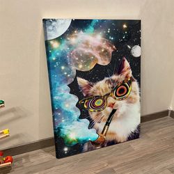 cat portrait canvas, high cat canvas print, cat wall art canvas, cats canvas print