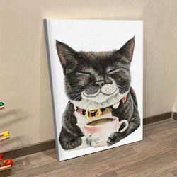 cat portrait canvas, purrfect morning, canvas print, cat wall art canvas, cats canvas print