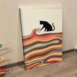 cat portrait canvas, rainbow cat, coffee milk drop, canvas print, cat wall art canvas, cat canvas