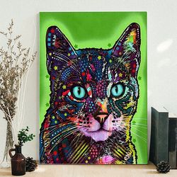 cat portrait canvas, watchful cat, canvas print, cat wall art canvas, cats canvas print