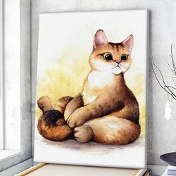 cat portrait canvas, where is my food, canvas print, cat wall art canvas, cats canvas print