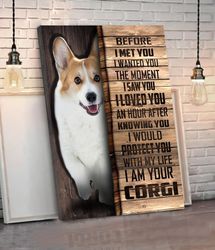 corgi matte canvas, dog wall art, poster to print,