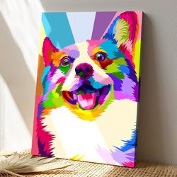 corgi pop art, dog canvas poster, dog wall art, gifts for dog lovers