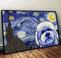 coton de tulear poster & matte canvas, dog wall art prints, painting on canvas