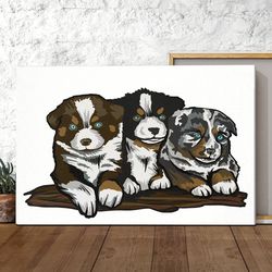dog landscape canvas, australian shepherd puppy, canvas print, canvas with dogs on it, dog wall art canvas