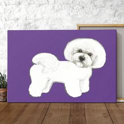 dog landscape canvas, bichon frise dog on ultraviolet, canvas print, dog wall art canvas, dog canvas print