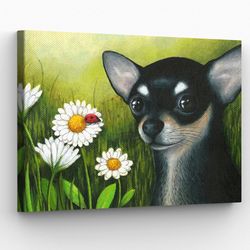 dog landscape canvas, black chihuahua, canvas print, dog wall art canvas, dog poster printing