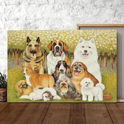 dog landscape canvas, dogs in may, canvas print, dog painting posters, dog wall art canvas