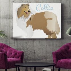 dog landscape canvas, graceful rough collie, canvas print, dog poster printing, canvas with dogs on it