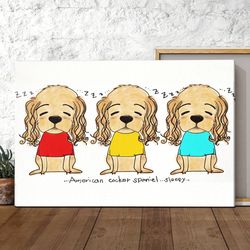 dog landscape canvas, sleepy american cocker spaniel, canvas print, dog wall art canvas