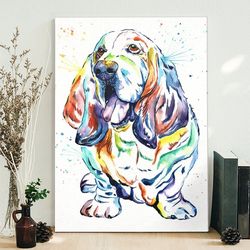 dog portrait canvas, basset hound, dog wall art canvas, canvas print, canvas with dogs on it