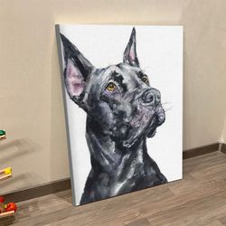 dog portrait canvas, black great dane, canvas print, dog poster printing