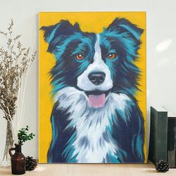 dog portrait canvas, border collie, dog painting posters dog portrait canvas, dog wall art canvas, dog canvas print