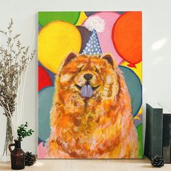 dog portrait canvas, chow chow with balloons, canvas print, canvas with dogs on it