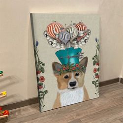 dog portrait canvas, corgi, canvas print, dog poster printing